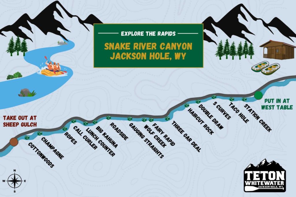 snake river whitewater rafting map in jackson hole